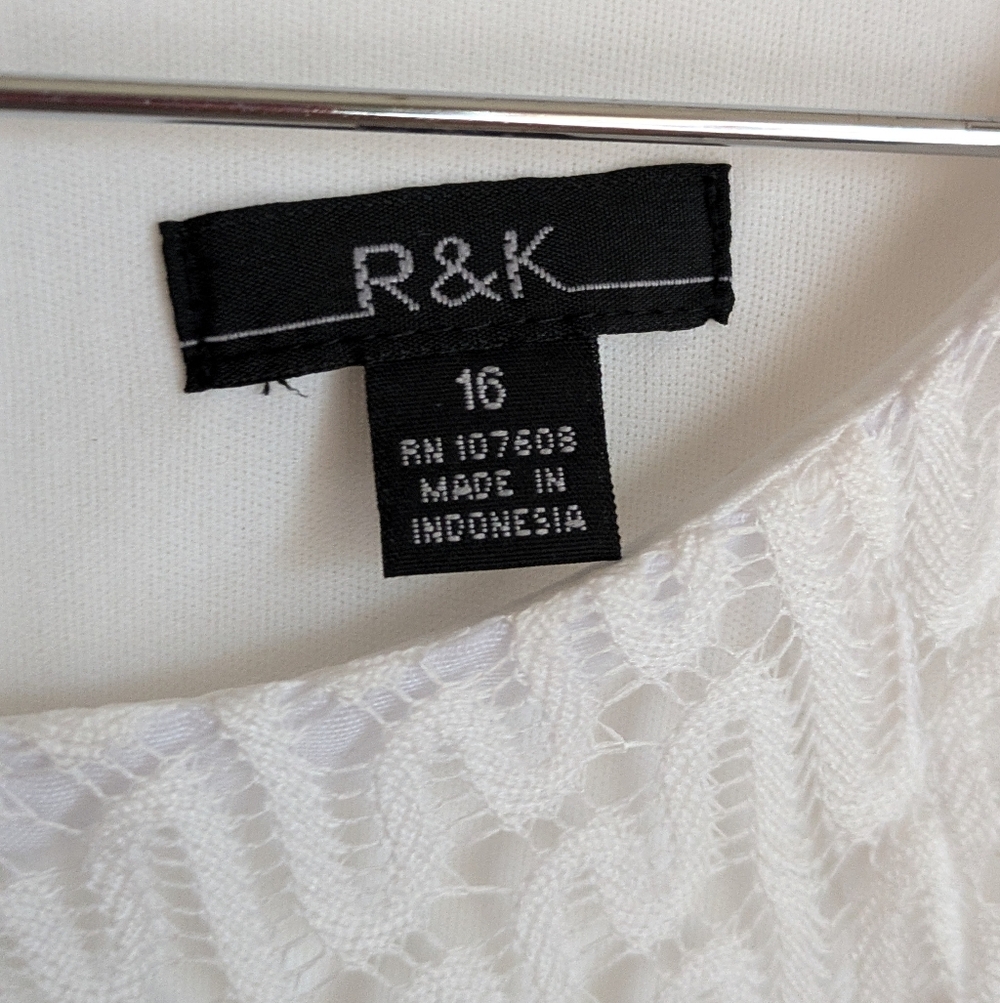 R&K Lace Sleeveless Pink Peach White Chevron Midi Dress 16 - Picture 5 of 16